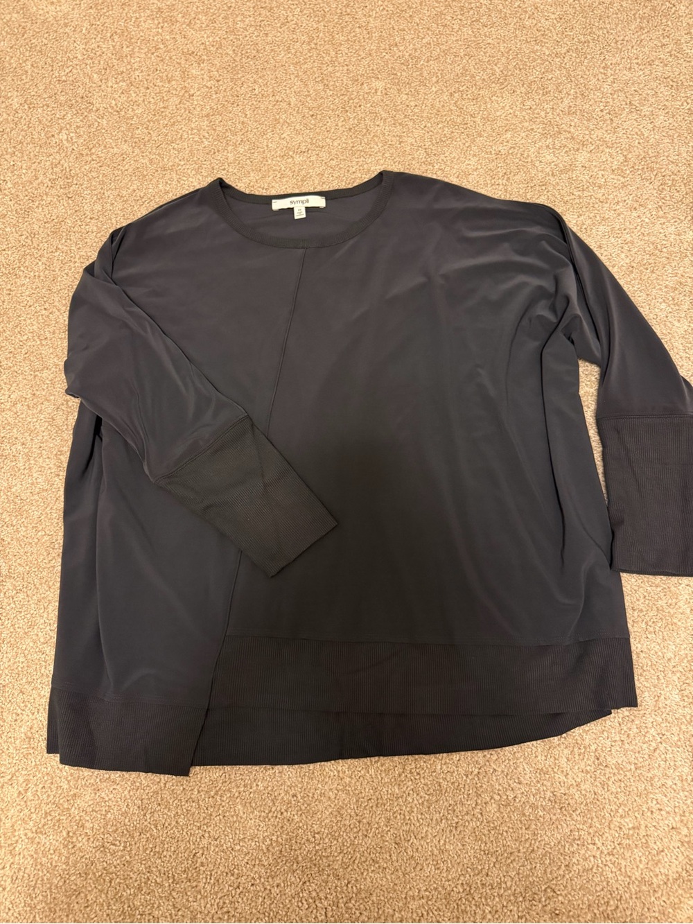 Sympli Motion Trim Boxy Top Long sleeve in Graphite size 10 NWT